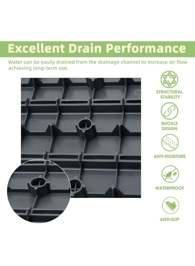 Plastic Interlocking Decking Tiles, 44 Packs Of Terrace Decking Tiles, 12 Inches x 12 Inches Waterproof For All-weather Use, Backyard Pool Decking Tiles, Dark Gray - Image 4