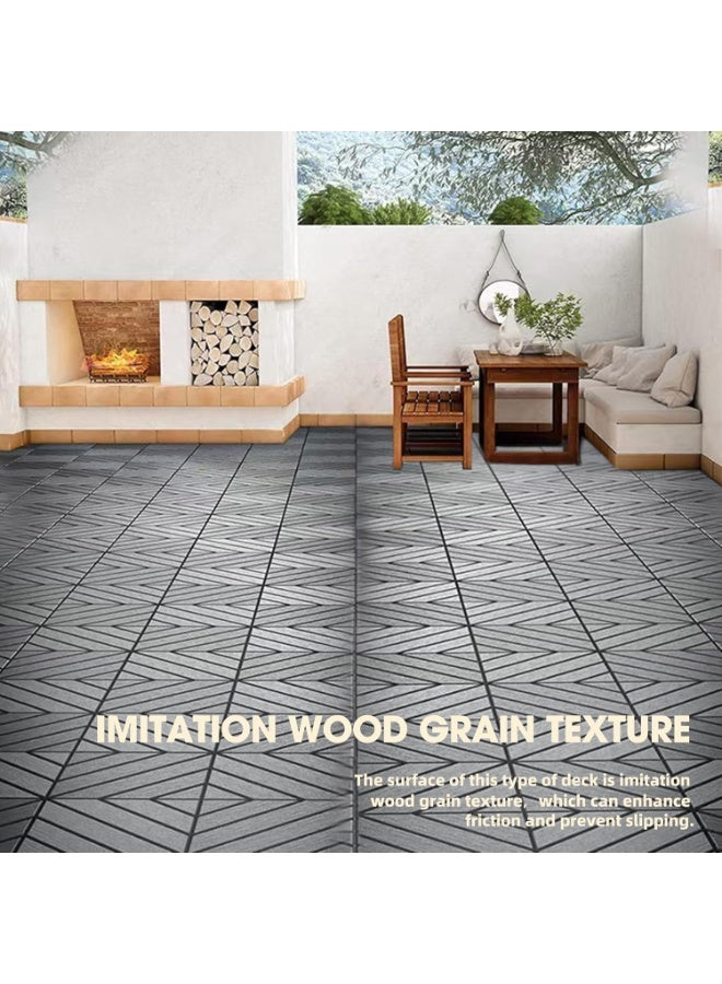 Plastic Interlocking Decking Tiles, 44 Packs Of Terrace Decking Tiles, 12 Inches x 12 Inches Waterproof For All-weather Use, Backyard Pool Decking Tiles, Dark Gray - Image 3