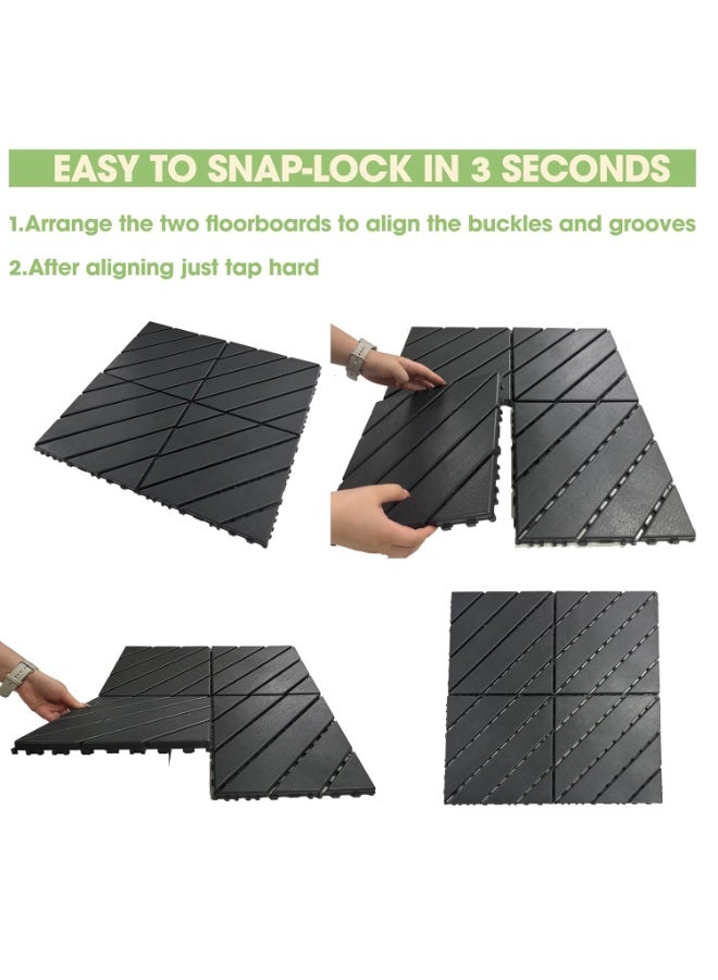 Plastic Interlocking Decking Tiles, 44 Packs Of Terrace Decking Tiles, 12 Inches x 12 Inches Waterproof For All-weather Use, Backyard Pool Decking Tiles, Dark Gray - Image 5
