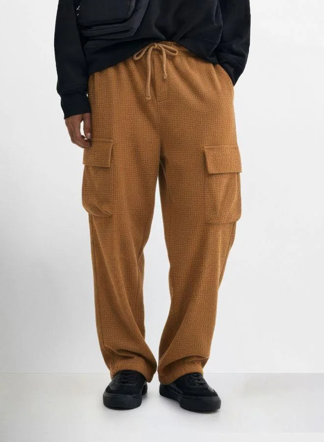 The Indian Garage Co Men Loose Fit Solid Cargo Pocket Mid-Rise Joggers