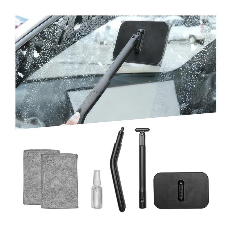 FALVFUN Car Windshield Cleaning Tool Vehicle Window Glass Cleaner with 2 Reusable Microfiber Pads Extendable Handle Automotive Interior Windscreen Wash Kit Universal for Most Vehicles - Image 3