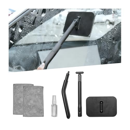 FALVFUN Car Windshield Cleaning Tool Vehicle Window Glass Cleaner with 2 Reusable Microfiber Pads Extendable Handle Automotive Interior Windscreen Wash Kit Universal for Most Vehicles - Image 1