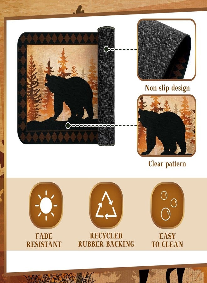Bencailor Sets of 2 Bear Kitchen Rugs and Mats Winter Non Slip Wildlife Rugs Brown Washable Deer Animal Door Mats for Winter New Year Cabin Home Floor Bathroom Decor Gifts, 29x17 and 47x17 Inch - Image 4