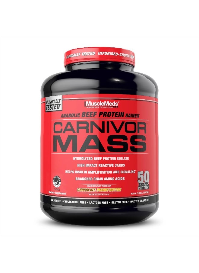 MUSCLEMEDS Carnivor Mass Anabolic Beef Protein Gainer, Chocolate Peanut Butter, 6 Pounds  - Image 1