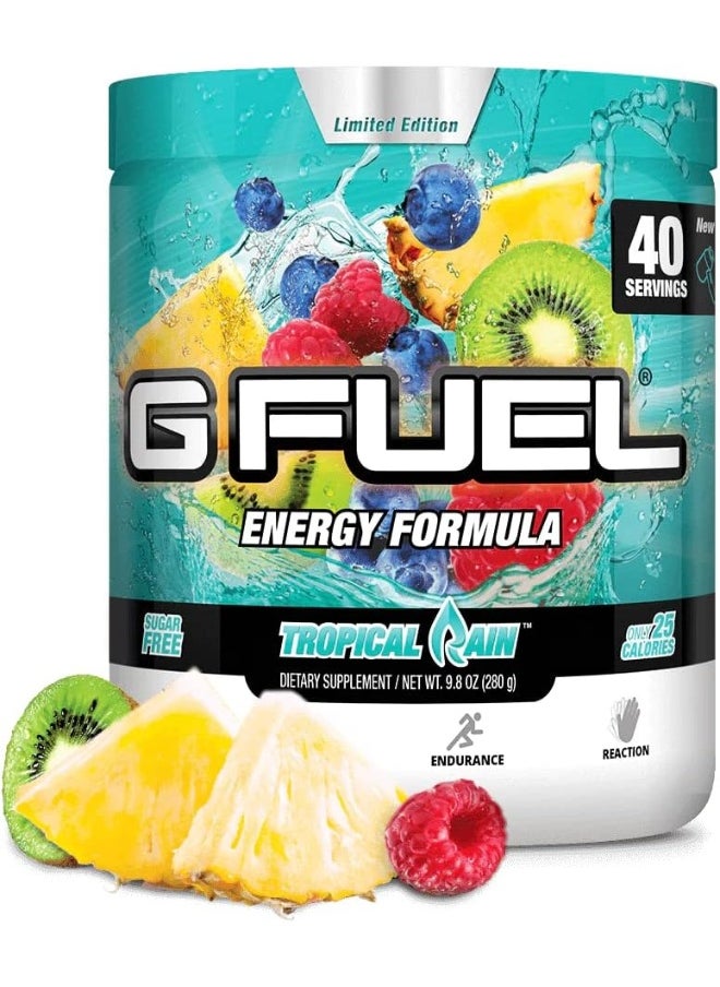 Gamma Labs G Fuel Tropical Rain Tub (40 Servings) Elite Energy And Endurance Formula Net Wt. 9.8 Oz  - Image 1
