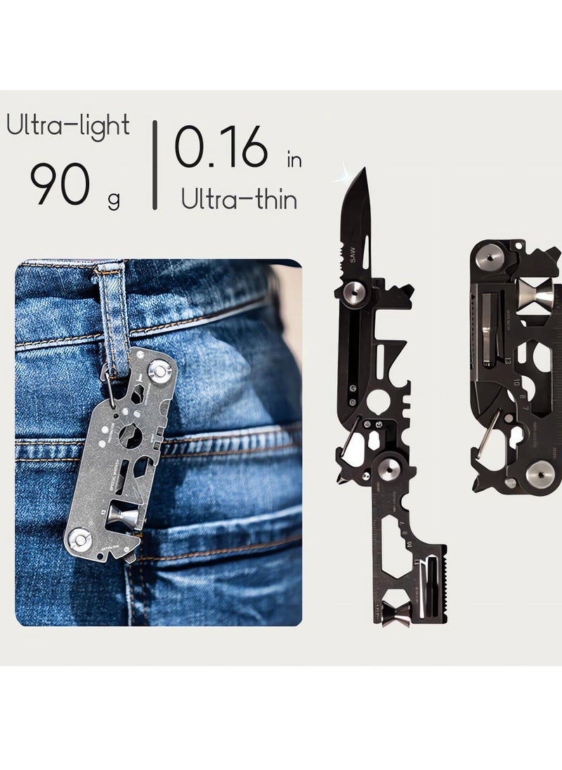 Y&D - 28 in 1 EDC Multi-function Tool, Keychain portable Metal Pocket Tool for men, Wrench Screwdriver, with Wrench, Ruler, Bottle Opene,Urgent Car Window Breaker - Image 1