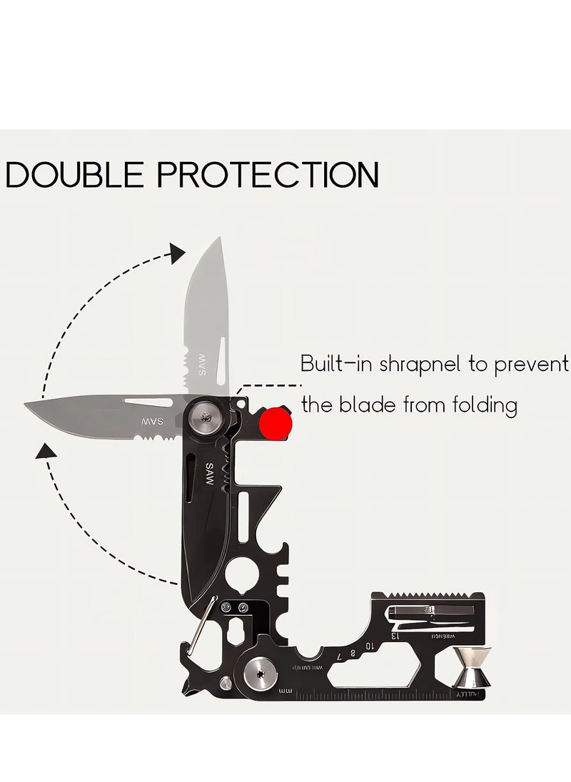 Y&D - 28 in 1 EDC Multi-function Tool, Keychain portable Metal Pocket Tool for men, Wrench Screwdriver, with Wrench, Ruler, Bottle Opene,Urgent Car Window Breaker - Image 1