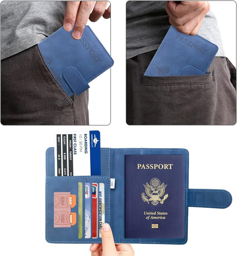 ACdream Passport Holder for Travel Essentials, Rfid Blocking Passport Wallet Cover Case for Travel Must Haves Accessories, Book Holders for Women/Men, Navy Blue - Image 3