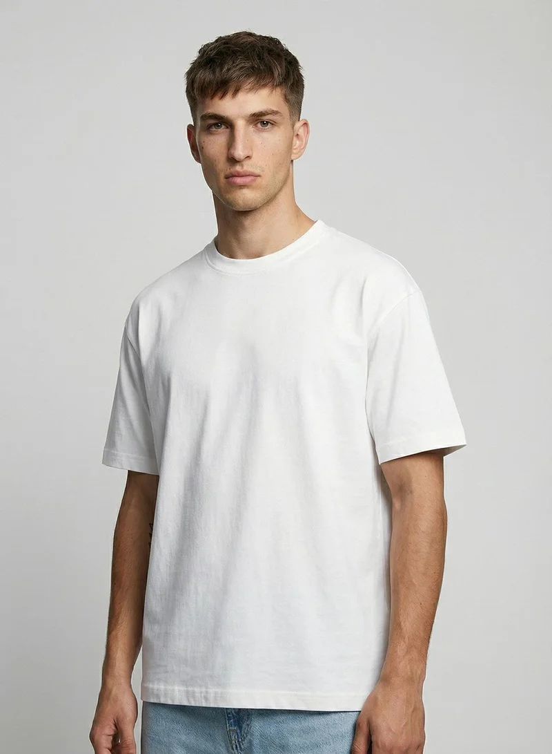 دينيس لينغو White 100% Cotton Printed Regular Fit T-Shirt For Men