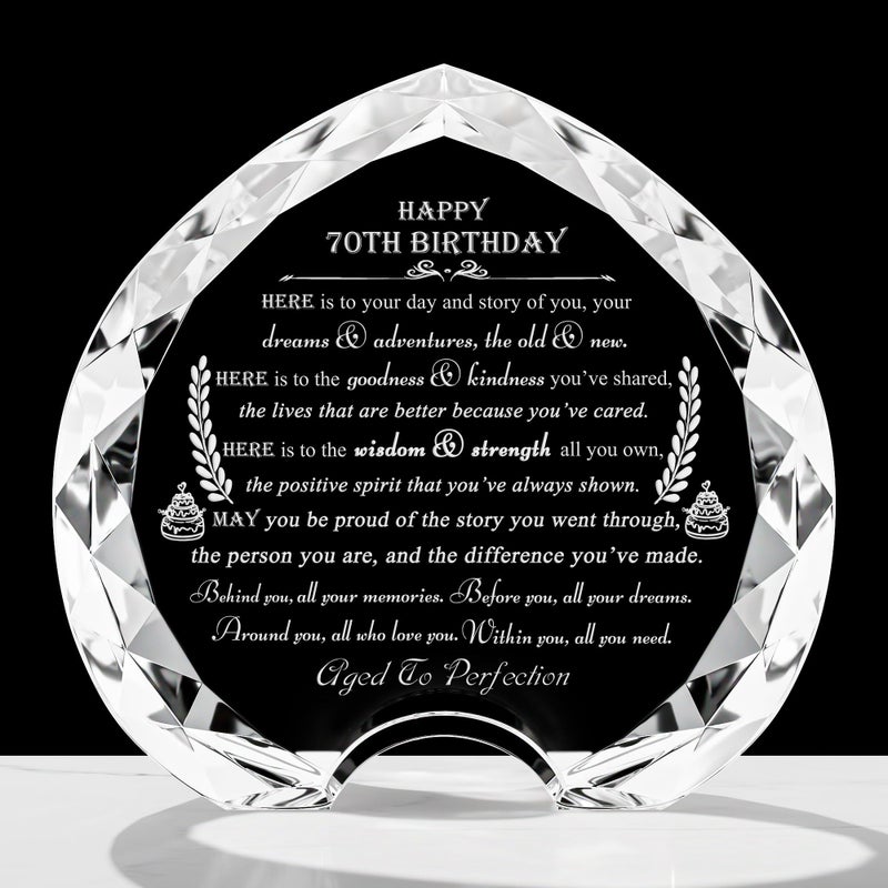 Movdyka 70th Birthday gifts for Women Men - Crystal Heart Gifts Personalized 1956 70 Year Old Birthday Present For Her Him - Happy Birthday Presents Ideas For Mom Dad Unique - Image 1