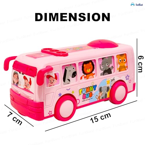 FunBlast Pink-B Mini Bus Toy - Pull Back Bus Toy for Kids, Boys & Girls Aged 3+ - Image 2