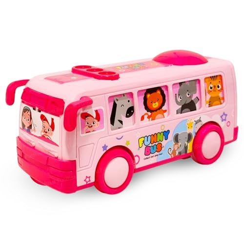 FunBlast Pink-B Mini Bus Toy - Pull Back Bus Toy for Kids, Boys & Girls Aged 3+ - Image 1