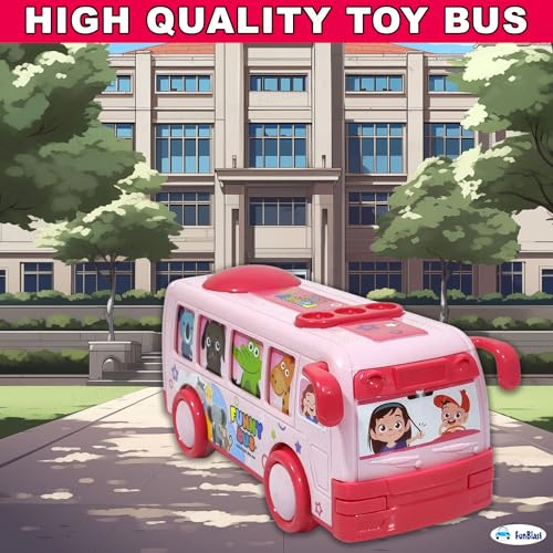 FunBlast Pink-B Mini Bus Toy - Pull Back Bus Toy for Kids, Boys & Girls Aged 3+ - Image 4