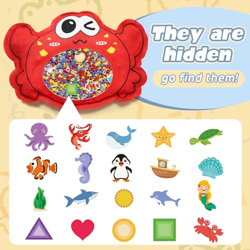 Joyreal Hide and Seek Busy Bag- 3 Pack Seek and Find Hidden Object Game, Sensory Hidden Object Search Problem Solving Travel Game for Kids 3+, Including Alphabet, Food, Fish, Animal - Image 3