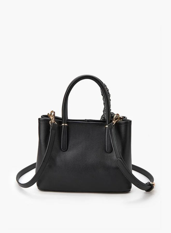 Flora Bella By Shoexpress Scarf Accent Tote Bag with Detachable Strap and Zip Closure