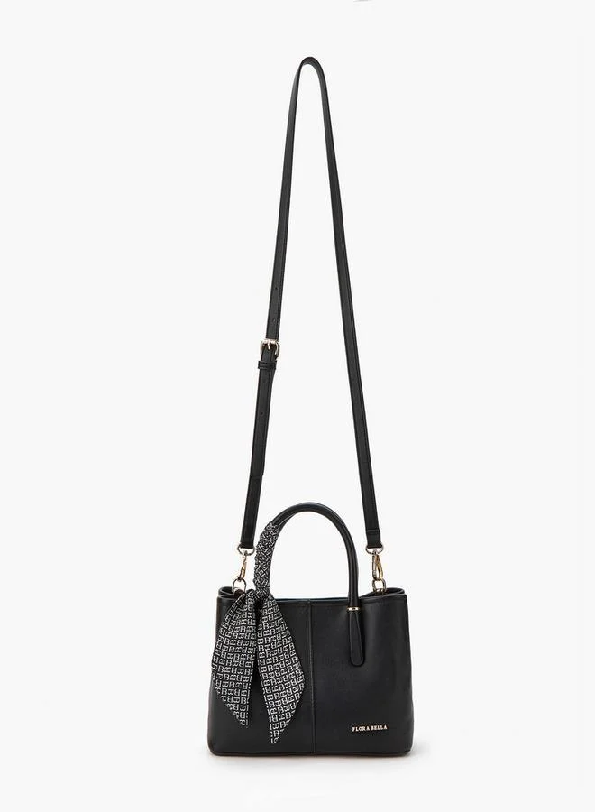 Flora Bella By Shoexpress Scarf Accent Tote Bag with Detachable Strap and Zip Closure