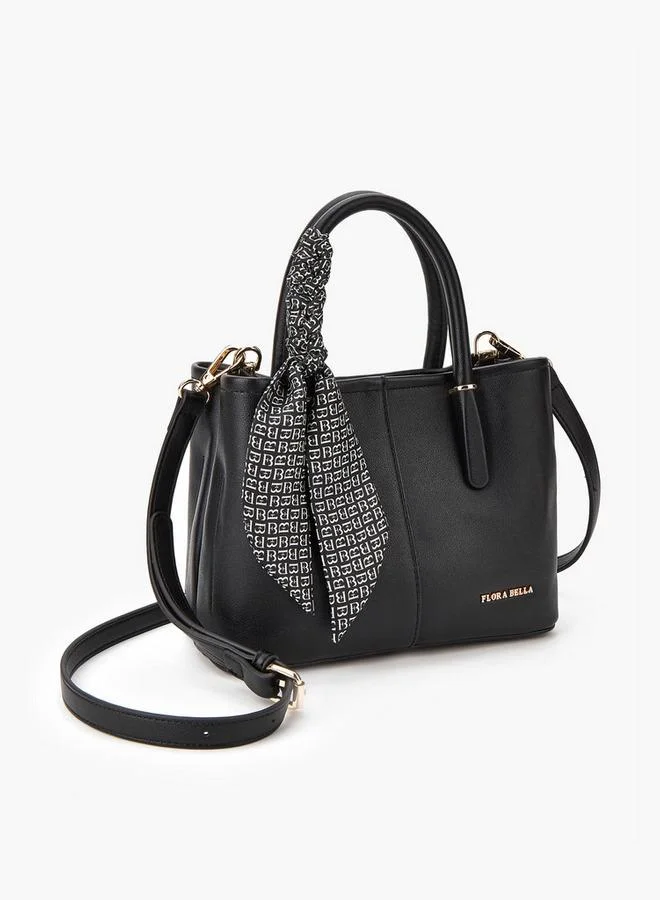 Flora Bella By Shoexpress Scarf Accent Tote Bag with Detachable Strap and Zip Closure