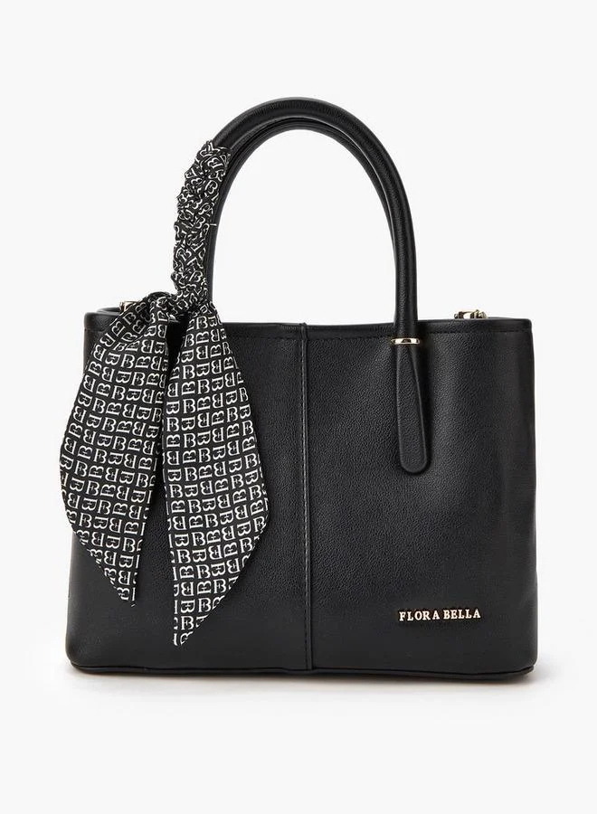 Flora Bella By Shoexpress Scarf Accent Tote Bag with Detachable Strap and Zip Closure