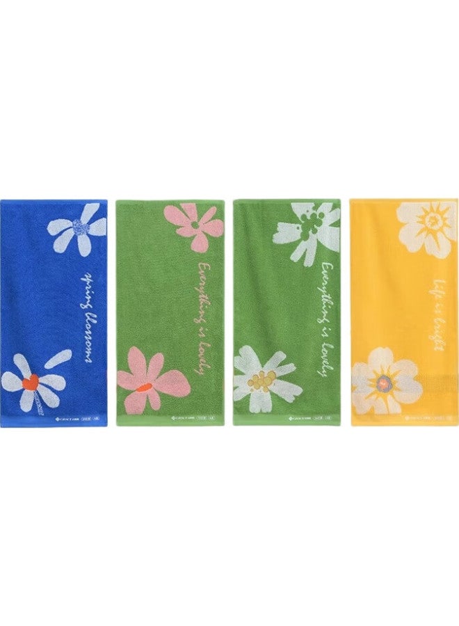 Grace Pure Cotton Towel For Women, Combed Cotton, Xinjiang Cotton 5A Antibacterial Floral Pattern, Spring And Summer Home Use Face Towel, Absorbent, Pack Of Four - Image 2