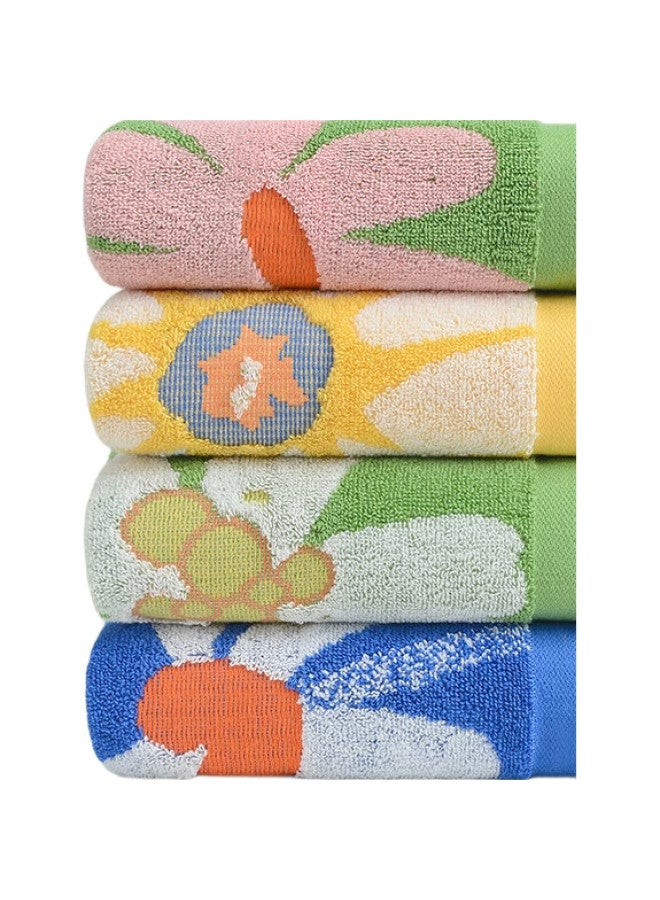 Grace Pure Cotton Towel For Women, Combed Cotton, Xinjiang Cotton 5A Antibacterial Floral Pattern, Spring And Summer Home Use Face Towel, Absorbent, Pack Of Four - Image 1