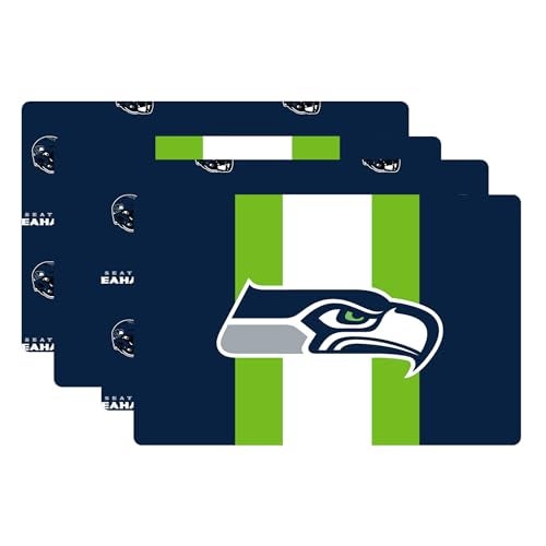 Proformance Home NFL Seattle Seahawks Big Logo Repeat 2-Sided Place Mat & Table Runner Set - Image 1