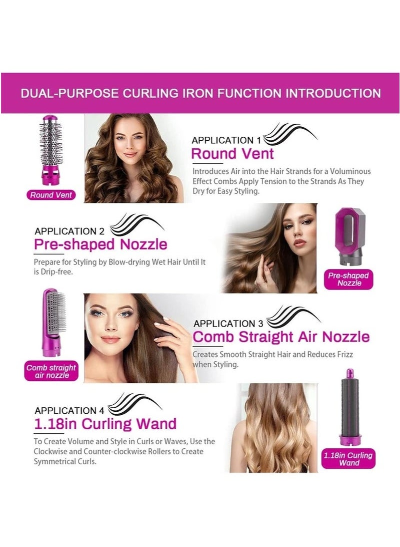 عام Multifunctional 5-in-1 Hair Dryer, Hair Straightening Comb Curling Brush, Negative Ion Salon Hot Air Styler and Styling Tool Set for Drying Combing, Curling, Blow Drying and Straightening, Prevent H - Image 2