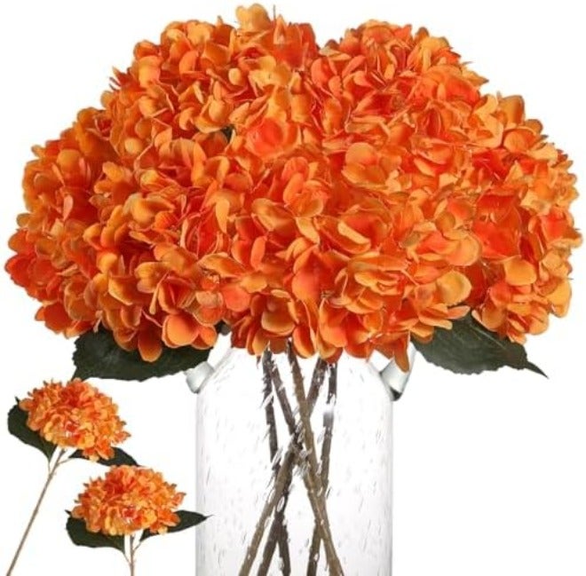 Kisflower 6-Piece Silk Hydrangea Artificial Flower Bouquet - Realistic White Hydrangeas for Wedding, Party, Office & Home  Decor - Image 3