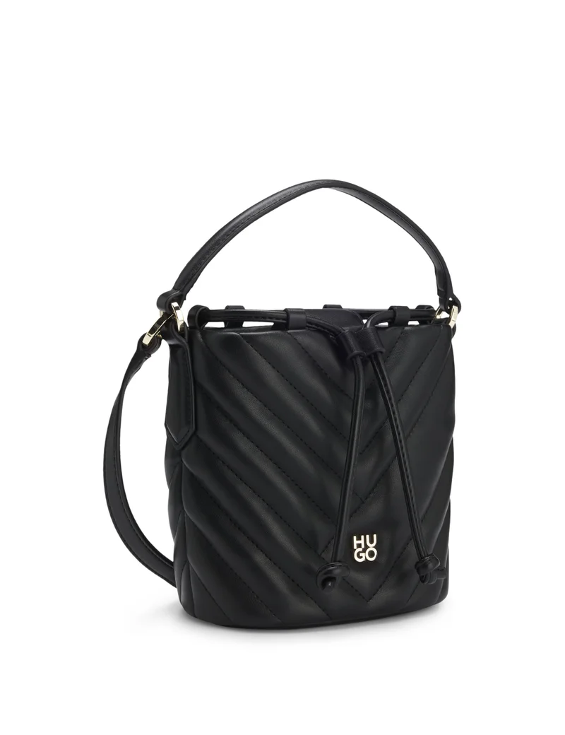HUGO Quilted faux-leather bucket bag with stacked logo