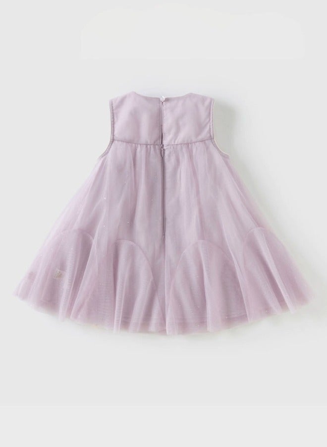 Dave & Bella Girls Butterfly Applique Tulle Dress - Image 3