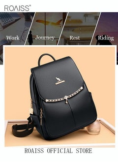 roaiss Women's Fashion Backpack Leather Zipper Bag Fashion Casual Backpack Large Capacity Travel Bag Tote Bag  - Image 2