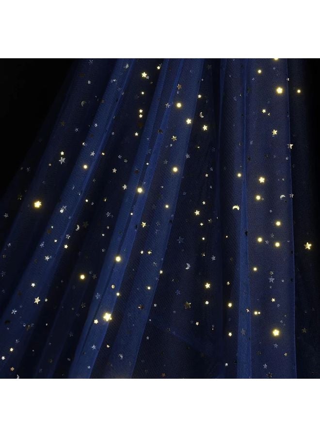 Pink Soft Sequin Tulle Fabric 63 x 8 Yards Golden Stars Moon Polyester Roll - Image 3