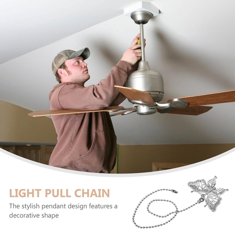 WOONEKY 2Pcs Decorative Ceiling Fan Pull Chains Butterfly Pendant Extenders for Lamp Cord Switch and Versatile Pull Chain Light Fixtures with Easy Installation - Image 2