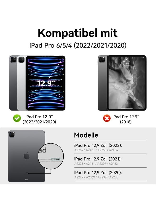 زومي غطاء لجهاز iPad Pro مقاس 12.9 بوصة 2022 2021 2020 (الجيل السادس/الخامس/الرابع) مع حامل قلم لشحن القلم، ظهر ناعم من TPU، غطاء تشغيل/إيقاف تلقائي للسيارة لجهاز iPad Pro 12.9، باللون الوردي - Image 2