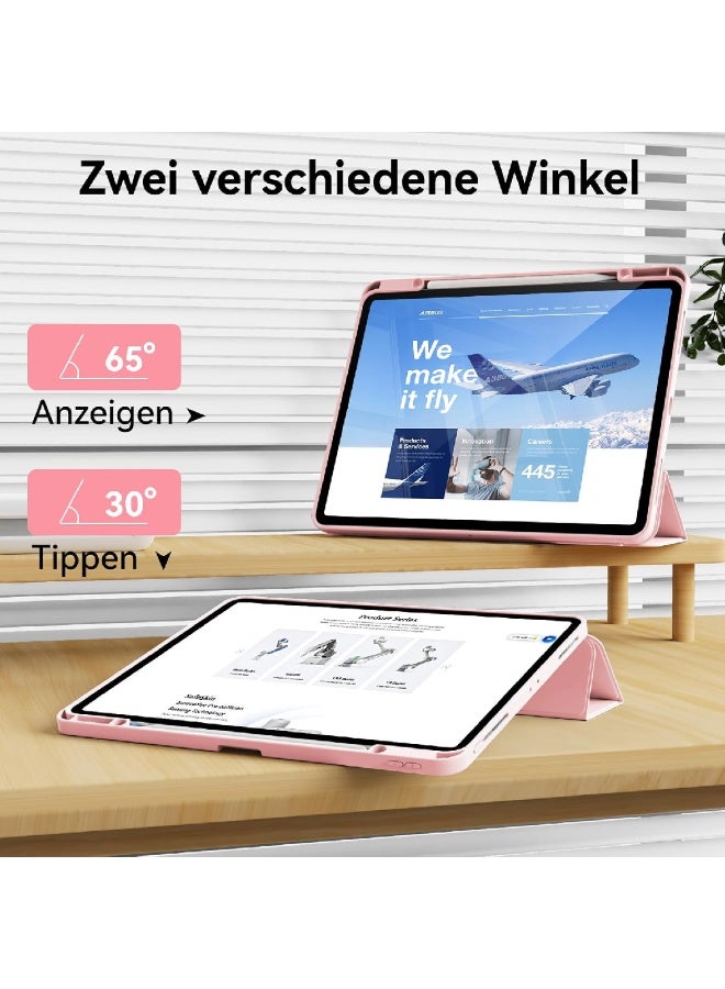 زومي غطاء لجهاز iPad Pro مقاس 12.9 بوصة 2022 2021 2020 (الجيل السادس/الخامس/الرابع) مع حامل قلم لشحن القلم، ظهر ناعم من TPU، غطاء تشغيل/إيقاف تلقائي للسيارة لجهاز iPad Pro 12.9، باللون الوردي - Image 4