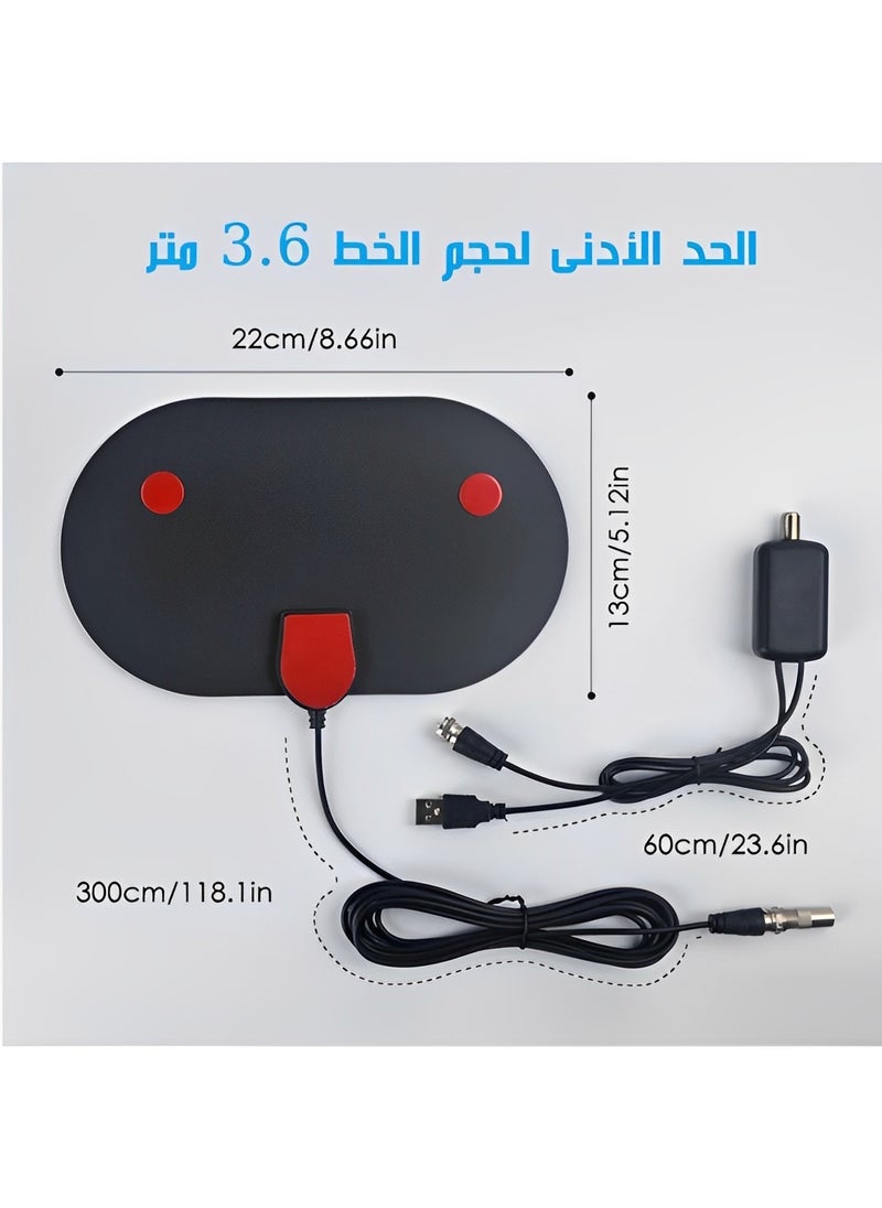 ريوكل هوائي تلفزيون داخلي للتلفزيون الذكي يدعم 4K 1080p هوائي تلفزيون عالي الدقة رقمي بمدى طويل 50 ميلاً ومعزز إشارة ذكي ومكبر مع كابل تلفزيون عالي الدقة محوري بطول 9.8 قدم ومحول تيار متردد  - Image 5