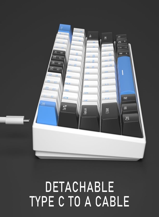 Camiysn 60 Percent Mechanical Gaming Keyboard, Black&Gray Mixed Color Keycaps Gaming Keyboard with Blue Switches, Detachable Type-C Cable Mini Keyboard with Powder Blue Light for Windows/Mac/PC/Laptop - Image 5