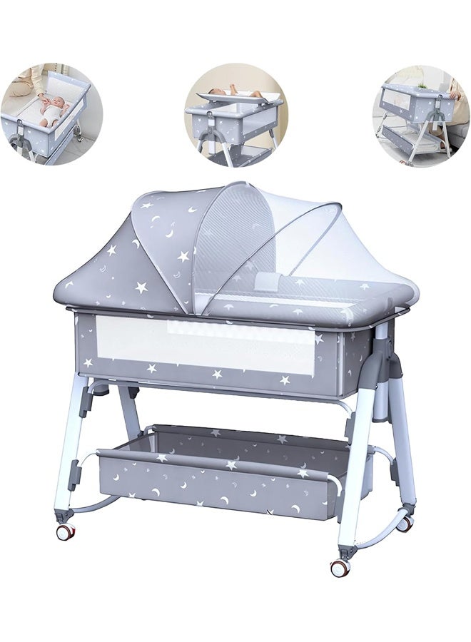 DUNISO Baby Crib,Portable Folding Baby Bed with Large Storage Basket,Baby Bed with Breathable Mosquito Net,can be Used Indoors and Outdoors - Image 1