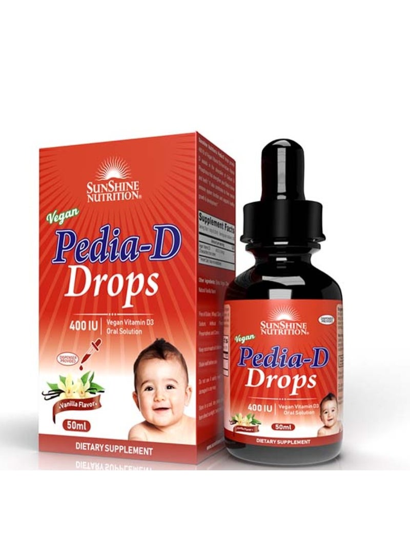 SUNSHINE NUTRITION Pedia-D Drops 400 Iu Vegan Vitamin D3 Oral Solution Vanilla Flavor 50Ml 