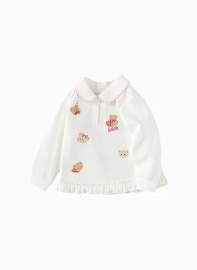 Balabala Toddler Girl Lapel Sweatshirt