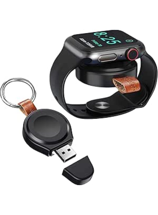 أمازينج. إي جي بي شاحن ساعة لاسلكي مغناطيسي بقوة 2.5 وات بمنفذ USB للسفر مع سلسلة مفاتيح متوافق مع ساعة ابل ووتش سلسلة 7 و6 و5 و4 و3 و2 و1 وSE من اميزينج اي جي بي، أسود se62 - Image 1