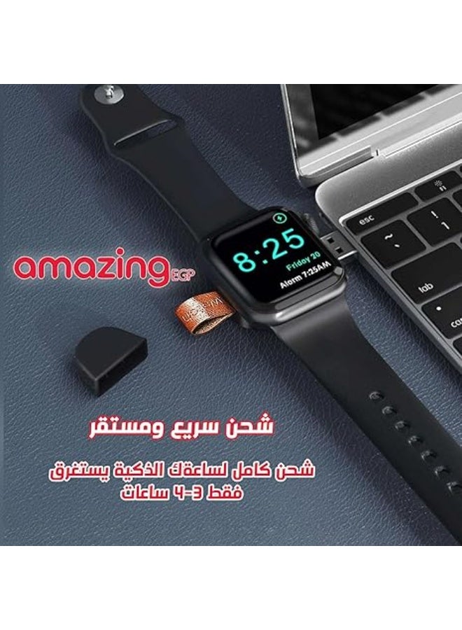 أمازينج. إي جي بي شاحن ساعة لاسلكي مغناطيسي بقوة 2.5 وات بمنفذ USB للسفر مع سلسلة مفاتيح متوافق مع ساعة ابل ووتش سلسلة 7 و6 و5 و4 و3 و2 و1 وSE من اميزينج اي جي بي، أسود se62 - Image 4