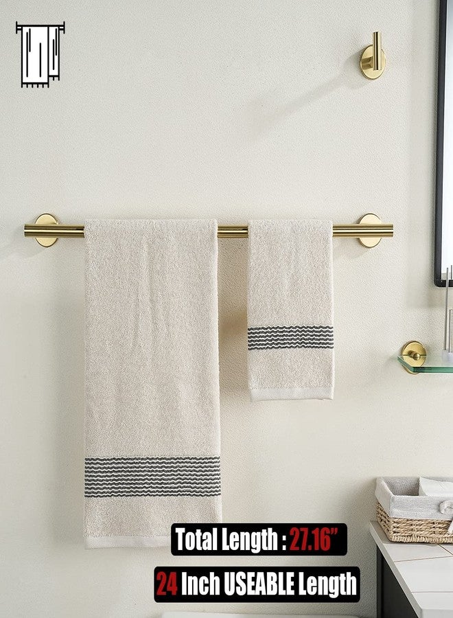 JQK Bathroom Hardware Set Gold, 5-Piece Bath Accessories Set Brushed Gold Wall Mount includes 24 in Towel Bar, 7 in Towel Ring, Toilet Paper Holder, 2 Towel Hooks, BAS165-BG - Image 3