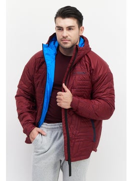 Adidas Men Sportswear Fit Terrex Primaloft Hooded Padded Hiking Jacket, Maroon  - Image 1