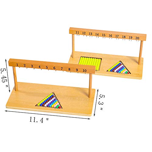 Kghios Montessori Math Toys Materials for Toddlers 120 Beaded Hanger Color Bead Stairs with Beads Montessori Mathematics Eductional Materials Learning Tools Preschool Toys - Image 5