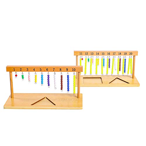 Kghios Montessori Math Toys Materials for Toddlers 120 Beaded Hanger Color Bead Stairs with Beads Montessori Mathematics Eductional Materials Learning Tools Preschool Toys - Image 1