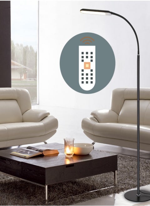 Led Floor Lamp, Eye Protection, ,145CM,BlackThree-Color Light, Warm Touch Switch + Remote Control