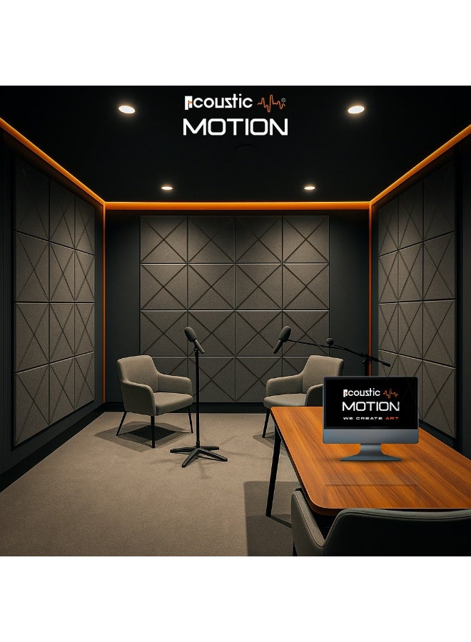 Acoustic Motion Foam Panels-Sound Proof Decorative Panel With Self-Adhesive Set Of 12 3X30X30Cm Stylish Acoustic Panels Basic For studio,recording,home,office,Acoustic Room Treatment - Image 2