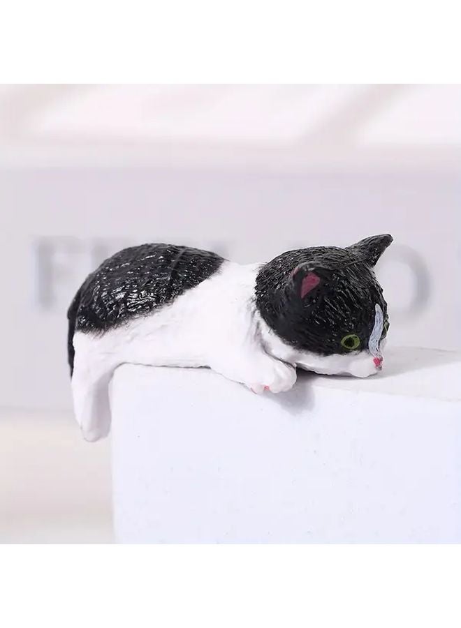 No 5 Black And White Climbing Cat Figurine Cute Desk Decor For Computer Car Dashboard - Image 1