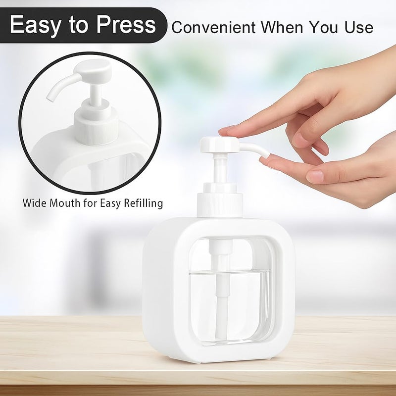 Pathavi Liquid Soap Dispenser for Bathroom & Kitchen – Stylish & Sleek Refillable Pump Bottle for Hand Wash, Shampoo & Lotion, Transparent Design, Space Saving, Easy Installation (White - Pack of 1) - Image 3