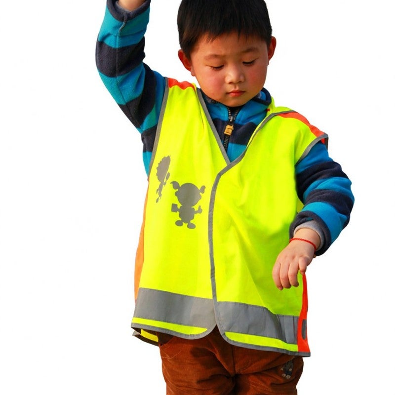SFVest Reflective Vest Fluorescent Yellow Knitted Fabric Quick Dry Safety Gear for Children - Ultra-bright Silver Sticker with 380 High Visibility - Lightweight Portable Low Elastic Wire Reflective Gear for - Image 5